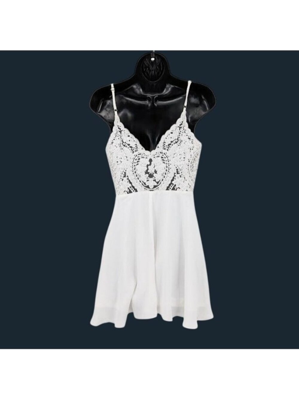 Lace Mini Dress Babydoll Sheer Milkmaid Coquette Fairy Occasion Fit Flare XSmall